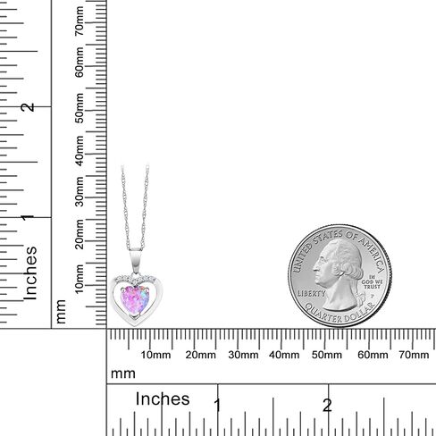 Gem Stone King 10K White Gold Customized and Personalized 6MM Gemstone Birthstone and White Diamond Heart Shape Pendant Necklace For Women with 18 Inch Chain in Saudi Arabia