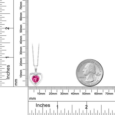 Gem Stone King 10K White Gold Customized and Personalized 6MM Gemstone Birthstone and White Diamond Heart Shape Pendant Necklace For Women with 18 Inch Chain in Saudi Arabia