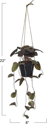 Creative Co-Op Faux Watermelon Begonia Plant in Plastic Pot, Green in Saudi Arabia