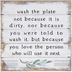 Simply Said, INC Perfect Pallet Petites 8" Rustic Wood Sign - Wash the Plate Because You Love The Person Who Will Use it Next - PET21638