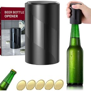Beer Bottle Opener (Black), 1Pc Automatic Push Down No Damage Quick to Open Small Portable Bottle Cap Openers for Home Party Bars Picnic Camping Hiking
