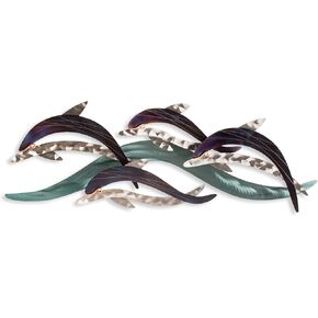 T.I. Design Dolphins Wave Coastal Contemporary Beach Metal Wall Decor