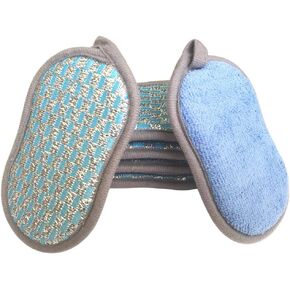 Multi-Purpose Scrub Sponges for Kitchen Scrub-it-Non-Scratch Double-Side Double-Effect Microfiber Sponge Along with Heavy Duty Scouring Power-Effortless Cleaning of Dishes Pots Pans Pack of 6 (Blue)