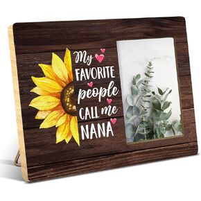 NGAEAK Nana Gifts From Granddaughter Grandson Grandkids, Rustic Sunflower Nana Wood Picture Frame with Quotes, Grandma Gifts for Birthady Christmas Mother's Day, Display Photo 4 x 6 Inch