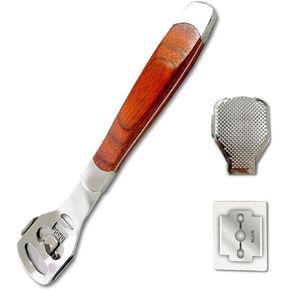 Foot Care Pedicure Callus Shaver with Wood Handle - Hard Skin Remover Including 10 Blades