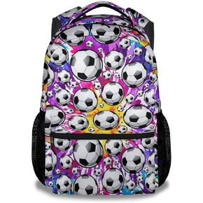 Soccer Backpack for Boys, 16 Inch Soccer Print Backpacks for School, Green Lightweight Bookbag for Kids