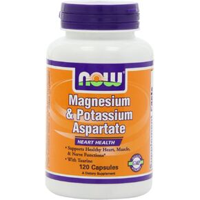 NOW Magnesium and Potassium Aspartate W/ Taurine, 120 Capsules (Pack of 2)