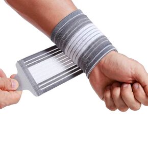 NeoTech Care Wrist Band - Adjustable Compression Strap - Elastic & Breathable Fabric - Support Sleeve for Tennis, Sports, Exercise - Men, Women, Right or Left - Grey Color (Size S, 1 Unit)