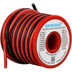 BNTECHGO 14 Gauge Silicone Wire Spool red and Black Each 25ft Flexible 14 AWG Stranded Tinned Copper Wire