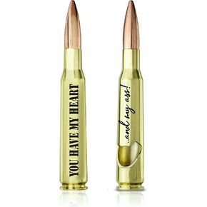 Funny Anniversary/Birthday Gifts for Boyfriend I Husband Birthday Gift - "You have my Heart and my As!" - 50 Cal Bottle Opener I Cute Couples Anniversary for Boyfriend from Girlfriend