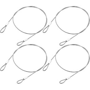uxcell 4Pcs Lanyard Cable, 100mx1.5mm Stainless Steel Wire Cable with Vinyl Coated Loops Security Steel Cable for Connect Furniture Outdoor Travel, Silver