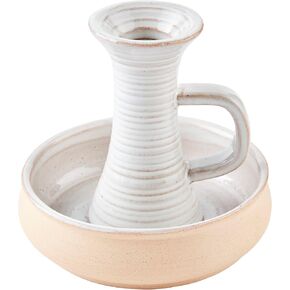Mud Pie Side Farm Taper Candle Holder, 16" x 16", Stoneware