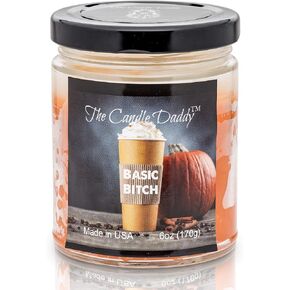 Pumpkin Spice Candle - Halloween Fun and Funny -6 Ounce- 40 Hour Burn - Basic Bitch - Poured in Small Batches in USA