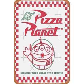 لوحة فنية لصندوق كوكب البيتزا، كوميدي ريترو، كارتون، ملصق معدني، علامة معدنية قديمة لتزيين المنزل، لافتة قصدير عتيقة مقاس 12 × 8 بوصة in Kuwait