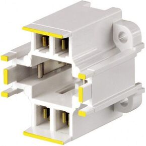 Leviton 26725-414 GX24q-4 Base, 42W 4-Pin, 10mm Compact Fluorescent Lampholder, Vertical, Bottom Screw-Down, Yellow Color Code, Quick-Connect 18AWG , White