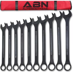 ABN Large Combination Wrench Set 33 to 50mm - Metric 10 Piece Jumbo Open End Wrench Set
