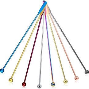 7.5 Inches Stainless Steel Coffee Beverage Stirrers Drink Swizzle Stick with Small Rectangular Paddles, Set of 8 Beverage Stirrers for Coffee Cocktail Chocolate Milk Juices (Multicolor)