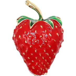 Cute Strawberry Brooch Pins for Women Girls,3D Fruit Enamel Strawberry Oil Red Fruit Brooches Label Pins Shawl Clips for Teen Girl Jewelry