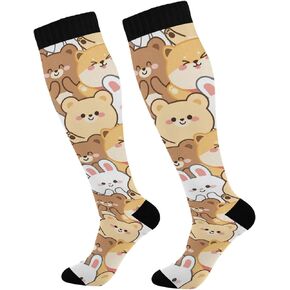 Wusikd Welsh Corgi Compression Socks for Women and Men Circulation Heart Long Socks for Athletic Running 2