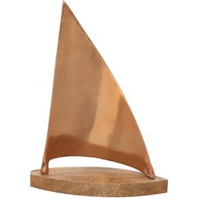 Deco 79 Aluminum Metal Sail Boat Decorative Sculpture Home Decor Statue, Accent Figurine 13" x 5" x 18", Brown