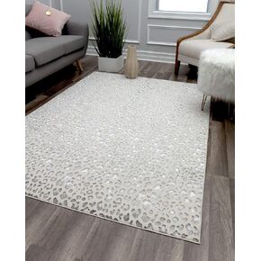 CosmoLiving by Cosmopolitan HZ50A Cougar Area Rug, Snow Leopard
