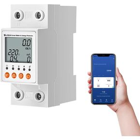 eMylo Smart Watt Meter Single-Phase AC 63A 80-400V, Tuya WiFi Power Meter Energy Monitor APP Remote Control, Circuit Breaker and Leakage Protection Suitable for Apartment Factory Home Energy Monitor