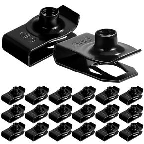 jojofuny 20pcs m 6 Extruded U Type Nut Clips Car Metal Accessories for Car Body Hood Shield Panel Bumper Radiator