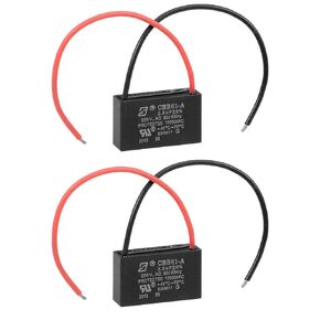 uxcell Ceiling Fan Capacitor CBB61 2.5uF 450V AC 2 Wires Metalized Polypropylene Film Capacitors 37x16x30mm for Water Pump Motor Generator, Pack of 2