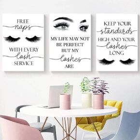Beauty Salon Wall Decor Eyelashes Guide Poster Makeup Wall Art Decor Esthetician Gift Canvas Print Lash Bundle Fashion Wall Art Modern Artwork for Teen Girls Room 16x24x3 inch No Frame