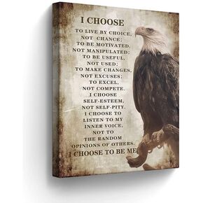 Motivational Canvas Christian Pictures Wall Decor Bald Eagle Gifts Inspirational Quotes Painting Wall Art for Office Bedroom Living Room Prints Artwork Framed 12"x16"