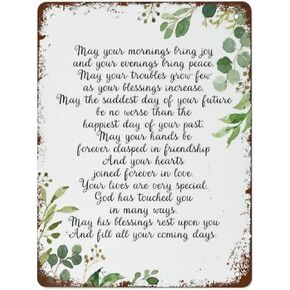 Creative Tin Sign Irish Marriage Blessing Quote May Your Mornings Bring Joy Wedding Gift St Patrick's Day Metal Tin Sign Gift Home Decoration Poster Print Vintage Metal Tin Sign For Home Coffee 8"x12"