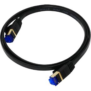 كابل QualGear CAT 7 للإنترنت والإيثرنت عالي السرعة للاستخدام في الهواء الطلق - مقاوم للطقس، 26 AWG، 10 جيجابت في الثانية، 600 ميجا هرتز، جهات اتصال مطلية بالذهب، RJ45، 99.99% OFC نحاس، 250 قدم، أسود in Kuwait