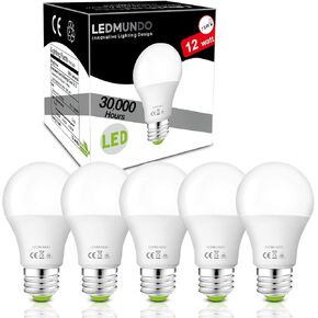 12V-24V AC/DC 12W LED Light Bulbs, Natrual White 4000K, Low Voltage Light Bulbs for Off Grid Solar Lighting Marine Boat, A19 RV Light Bulbs, Interior Lighting for Camper, 1050LM E26 Base, 5 Pack