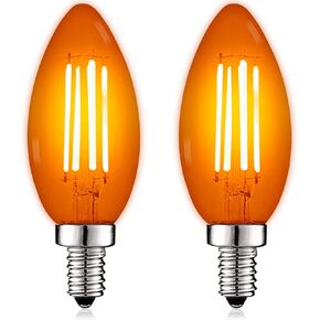 Luxrite E12 LED Filament Purple Light Bulbs, 4.5W (40W Equivalent), Colored Glass Candelabra Bulb, UL Listed, E12 Base, Indoor Outdoor, Porch, Decoration, Party, Holiday, Event, Home Lighting (3 Pack)