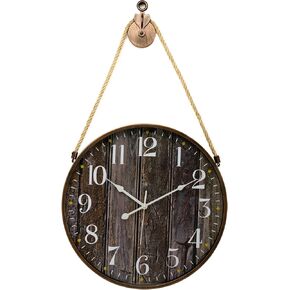 Pacific Bay Montpellier Large Wall Clock Decorative Lightweight Rope Hang Modern Wall Clock Silent Non-Ticking 3-D Dial Easy-to-Read Battery Operated Glass Cover 18-inch Rustic Clock – Latest Model