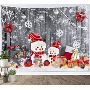 HVEST Winter Tapestry Pink Romantic Snow Scene Outside Window Tapestries Christmas Nature Scenery Blanket Wall Hanging for Bedroom Living Room Dorm Holiday Party Wall Decor, 60X40 Inches