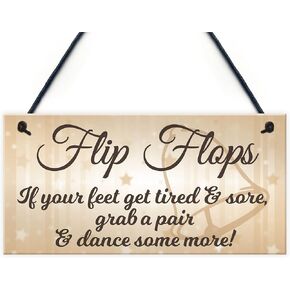 RED OCEAN Flip Flop Grab A Pair And Dance Wedding Prop Hanging Plaque Decoration Gift Sign