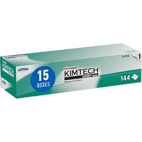 Kimtech 34256CT Kimwipes Delicate Task Wipers, 1-Ply, 14 7/10 x 16 3/5, 140 per Box (Case of 15 Boxes)