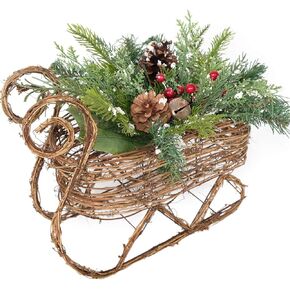 قطعة مركزية مثالية لعيد الميلاد مزلقة مختلطة من الصنوبر والتوت الأحمر العنب سانتا مزلقة عيد الميلاد لتزيين سطح الطاولة (كبير) in Kuwait