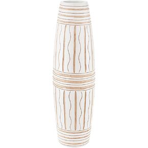 AeraVida Sensational Curvy Weave White 14-inch Mango Tree Wood Flower Vase | Decorative Wooden Flower Vase | Flower Vase for Living Room | Wooden White Flower Vase