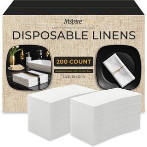 Inspire Linen Feel Disposable Napkins - Elegant Disposable Hand Towels For Bathroom | Guest Dinner Napkins Disposable Bathroom Hand Towels | Linen Like Paper Napkins Paper Hand Towels Guest Towels