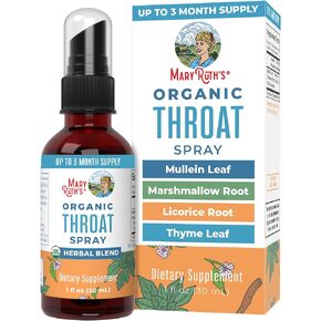 USDA Organic Throat Spray with Mullein Leaf by MaryRuth's | Marshmallow Root & Licorice Root & Thyme Leaf | 4 Herbal Blend | Non-GMO | Vegan | Gluten Free | 1 Fl Oz | Up to 100 Servings