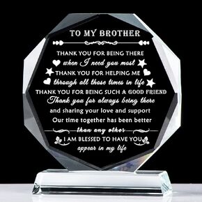 YWHL Gifts for Brother with Color Base Laser Engraved Meaningful Brother Gifts from Sister for Birthday Christmas Valentine Day, Crystal Gifts for Brother Adult