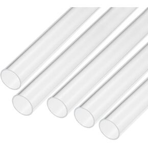 MECCANIXITY Acrylic Pipe Clear Rigid Round Tube 5pcs 18mm(0.7") ID 22mm(7/8") OD 6" for Lamps and Lanterns, Water Cooling System