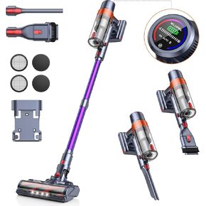 WLUPEL 38Kpa, 450W, 55 Mins Runtime, with 1.5L Dust Cup&LED Display, Purple Cordless, 38Kpa/450W Stick Vacuum Cleaner