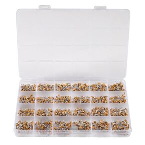 24Value 840pcs 50V Ceramic Capacitor Assortment Kit,Multilayer Monolithic Ceramic Capacitor Assortment Kit 10pF to 10uF with Storage Box for Hobby Electronics, Audio-Video