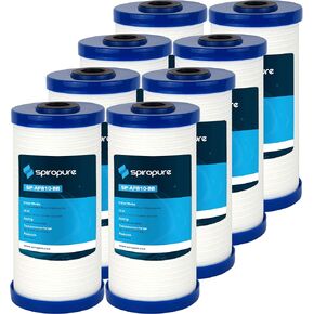 SpiroPure SP-AP810-BB 10x4.5 5 Micron Grooved Melt-Blown Polypropylene Sediment Water Filter Cartridge AP810 (Case of 8)