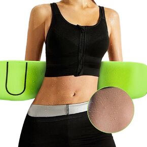 SZCLIMAX Waist Trimmers for Women and Men, Waist Trainer Belt, Sweat Band Waist Trainer for High-Intensity Training & Workouts, Back Support with Pocket for Cell Phone Green