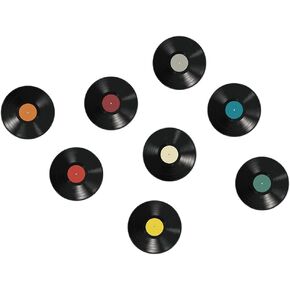 WrtmyR 8 Pcak Blank Vinyl Records Decor, 9" Wall Collage Kit Aesthetic Pictures, CD Album Cover Posters Bedroom Decor for Teens Boys Girls, Rock and Roll Music Party Decorations