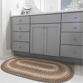 Homespice Wildwood Oval Braided Rug, Perfect as Machine Washable Kitchen Rugs and Rustic Brown Entryway Rugs - Reversible, Flat and Pet Friendly - Stain Proof and Water Absorbing Rug, 20x30 Inches